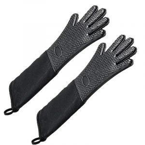 Gant De Cuisine Professionnel Extra Long En Silicone, Resistant A La Chaleur, Avec Interieur En Coton Pour La Cuisine, Le Barbecue, La Patisserie Et Le Gril. --Hy - Neuf