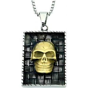 Kal-Collier T&ecirc;te De Mort Pour Hommes, Collier Gothique Avec &Eacute;tiquette T&ecirc;te De Mort, Collier Pendentif T&ecirc;te De Mort Viking Avec Cha&icirc;ne De 23,6 Po, Collier De Cr&acirc;ne De D&eacute;mon D'halloween Hip Hop - Neuf