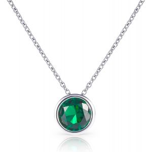 Tianyi-Collier Pendentif En Solitaire Avec Une Pierre De Couleur, Collier Femme En Argent Sterling 925, Avec Une Unique Pierre De Couleur, Blanc, Vert, Bleu Ou Rouge, Collier Femme En Argent Massif - Neuf