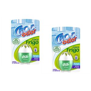 Croc'Odor Lot de 2 Cocos Frigo &iquest; D&eacute;sodorisant pour R&eacute;frig&eacute;rateur (33g) &iquest; Nettoyant Frigo &iquest; Neutralisateur d'Odeurs - Neuf
