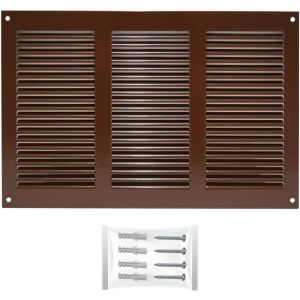 Grille Aeration Brun 300x200mm avec Moustiquaire ¿ Evacuation Caches Tuyau Ventilateur ¿ d'Extraction Ventialtion ¿ Exterieur Interieur ¿ Gaine Cache Extracteur d'air VMC ¿ Climatiseur Seche - Neuf