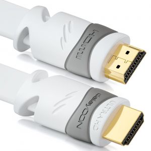 5m Câble HDMI Plat-Compatible avec HDMI 2.0/1.4-UHD 4K HDR 3D 1080p 2160p ARC-Haute Vitesse avec Ethernet-Blanc - Neuf