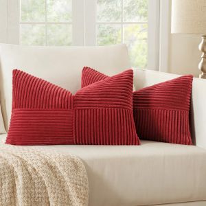 Eryi-Lot De 2 Housse Coussin En Velours Côtelé 30x50cm Bordeaux Housse De Coussin Decoratif Coussin De Canapé Moderne Doux Déco Coussin De Canapé - Neuf