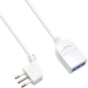 YTFHG-EW3800 Rallonge électrique Blanche 3 m Prise Italienne 10 A 90 ° Gain de Place Prise câble H05VV-F 3 x 0,75 mm2 avec Protection Enfant - Neuf