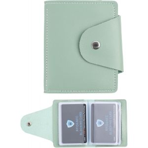 Porte Carte De Cr&eacute;dit En Pu Cuir Pour Hommes Et Femmes,Organisateur De Cartes Avec 34 Emplacements,2 Fen&ecirc;tres Id,Sac Anti-Magn&eacute;tique Et Brosse Antivol,Id&eacute;al Pour Un Usage Quotidien - Neuf