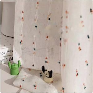 Rideaux Blancs Pour Chambre A Coucher, Voilage Occultant A ?illets, Panneau Transparent En Lin, Dentelle Thermique, Pompons Colores, 87 Po X 107 Po (1 Piece) - Neuf