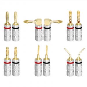 Haut-parleur Fiches Bananes de 4 mm Plaqu&eacute;es Or 24K &agrave; Angle Droit de Connecteurs de Fil de haut-Parleur, 2 ou 6 pi&egrave;ces de l'Ensemble de - Neuf