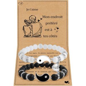 Eryi-Bracelet Couple Symbole Coeur Acier Inoxydable Tissé À La Main Couple Bracelet Yin Yang Bracelet Illimité Pour Petit Ami Petite Amie Mari Femme Lui Elle Valentine Cadeau - Neuf