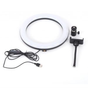 Anneau lumineux de 10 pouces avec support pour telephone, 3 couleurs reglables et 10 niveaux de luminosite - Neuf