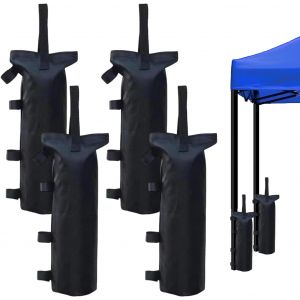 Checarzhn--No1-Paquet De 4 Poids Lourd De Sable Gazebo,22 * 50cm Poids Pour Tonnelle Sac De Sable,Qualité Industrielle Pour Les Jambes,Tentes Pare-Soleil,Parasol,Mobilier D'extérieur,Noir - Neuf