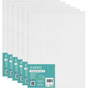 Exerz 30x40cm Panneaux De Toile 6pcs A3, 3mm Cartons Entoil&eacute;s, Toile &Agrave; Peindre - 280gsm, 100% Coton, Blanche, Triple Appr&ecirc;t/Sans Acide/Grain Moyen - Huile Gouache Acrylique - Neuf