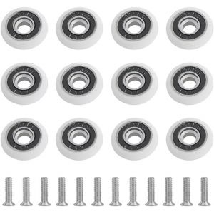 12 Pièces Roulette Porte Coulissante Douche Roulette de Douche 23mm Roulette Porte Coulissante Roulettes pour Porte de Douche Roulettes de Rechange avce Vis - Neuf