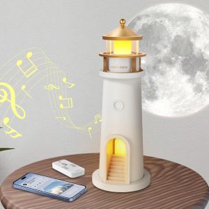 Lampe Bluetooth Avec Haut-Parleur Phare, Veilleuse Led, Veilleuse Phare Avec T&eacute;l&eacute;commande Et Bluetooth, Lampe Projecteur De Clair De Lune Rechargeable, Cadeau Pour Enfants, No&euml;l, Anniversaire - Neuf