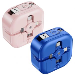 TRAHOO-Multi USB R&eacute;tractable, 3 en 1 C&acirc;ble de Charge [1.2M] C&acirc;ble de Chargeur Rapide Universel avec IP/Micro USB/Type C pour iPhone,Samsung,Huawei,Kindle,LG,Tablet-2Paquet - Neuf