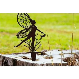 Silhouette De F&eacute;e En M&eacute;tal, Sculpture D&eacute;corative &Agrave; Piquer Pour Jardin Ext&eacute;rieur - Neuf