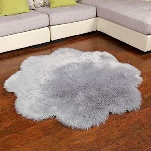 Tapis En Fausse Peau De Mouton Synth&eacute;tique Grise, 45 X 45 Cm, Imitation Polaire, Doux Et Moelleux, &Agrave; Poils Longs, D&eacute;coratif, Pour Chaise Ou Canap&eacute; (45 X 45 Cm) - Neuf