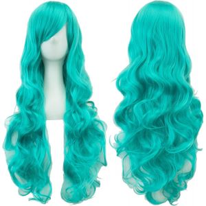 Ershi-80cm Longue Perruque De Cosplay De Cheveux Naturels Bouclés Avec Une Frange Colorée Halloween Costume Party Perruques Pour L[6 - Neuf