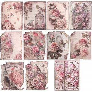 30 Pcs Vintage Autocollants De Scrapbooking, Thème Rose Rouge Plante Autocollant Décoratif Rétro, Kit Stickers Aesthetic Matériel Pour Scrapbooking, Album Photo Diy - Neuf