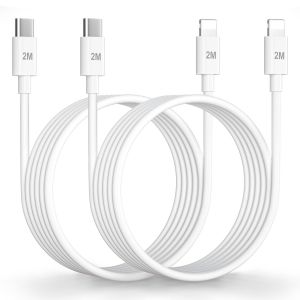 THEF-Câble iPhone USB C 2M Lot de 2[MFi Certifié], Cable USB C vers Lighting Câble iPhone Cable iPhone Charge Rapide Fil Chargeur iPhone Cordon iPhone pour iPhone 14/13/12/11/X/XS/XR/XS Max/8/7/6 - Neuf