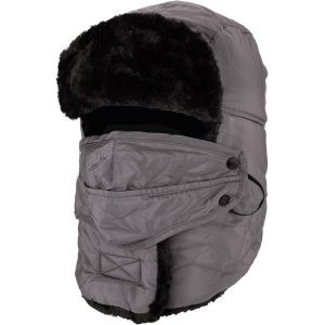 Casquette De Pilote Rembourrée Grise Avec Masque Coupe-Vent, Casquette Unisexe Pour La Chasse Et Cache-Oreilles Pour Le Ski Et Le Snowboard - Neuf