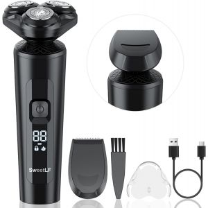 Men's Electric Shaver - Rechargeable Long Lasting Electric Shaver for Men, Wet and Dry, Replacement Trimmer, Near Skin, LED Display, Travel Lock - Neuf