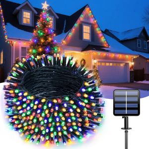 Jgd-Guirlande Lumineuse Solaire D'ext&eacute;rieur De 20 M, 200 Led, 8 Modes, &Eacute;tanche Ip65, Lumi&egrave;res D&eacute;coratives Pour Jardin, Cour, Maison, F&ecirc;te, No&euml;l (Multicolore) - Neuf