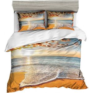 Personnes Housse De Couette X Cm Conception De La Plage En D Tropicale Palmiers &iquest;&iquest; Voile Ciel Bleu La Mer Lever Du Soleil Au Cr&iquest;&iquest;Puscule Paysage Romantique Parures De Lit (Style # - Neuf