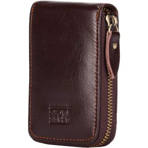 KALANKA-Brass Tacks Leathercraft Étui pour Cartes de crédit en Cuir véritable Vintage Protection RFID Fermeture éclair Porte-Cartes Porte-Cartes Portefeuille Unisexe - Neuf