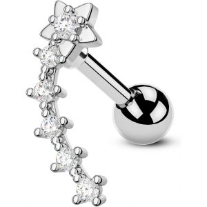 Kal-Star Helix Boucles D'oreilles Incurv&eacute;es Pour Cartilage En Acier Inoxydable 316l 5 Minuscules Zircones Transparents Pour H&eacute;lix Vers L'avant, Acier Inoxydable Argent Zircone Cubique - Neuf