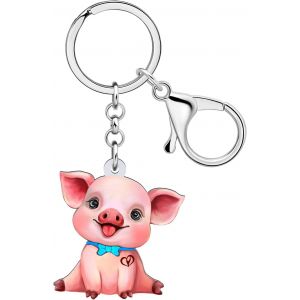 KAL-Porte-Clés Cochon Mignon En Acrylique Pour Femme Et Fille - Porte-Clé Pour Sac À Main, Clés De Voiture - Neuf