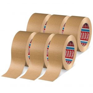 JEXNOVASHOP-pack 4713 Ruban Adhésif d'Emballage de Colis - Adhésif Papier pour Fermer les Cartons, Recyclable et Sans Solvant - Brun - 6 Rouleaux de 50 m x 50 mm Chacun - Neuf