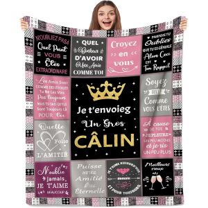 Ulteronixshop-Plaid Doux en Flanelle - Cadeau Amie Femme, Cadeau Personnalis&eacute; pour Femme, Couverture 130x150 cm avec Messages d'Amiti&eacute; et d'Encouragement, Id&eacute;e Cadeau Unique pour Anniversaire ou No&euml;l - Neuf