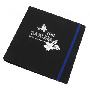 HJLIAN Album photo adhesif a faire soi-meme, album de famille, album de souvenirs de voyage, cadeau d'anniversaire, bleu fonce, motif floral (20 pages noires) - Neuf