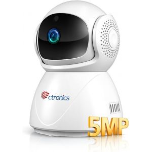 5mp Indoor Surveillance Camera, 2.4/5ghz Wifi & Bluetooth Ip Camera, Human Motion Detection & Auto Tracking, Two-Way Audio, Ptz 355°/90°, Night Vision, Baby/Pets - Neuf