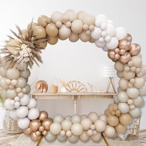 Beige Balloon Arch, Nude Apricot White Metallic Rose Gold Balloons, Beige Balloon Arch For Wedding, Engagement, Baby Shower, Birthday Girl, Boheme Party Decoration - Neuf