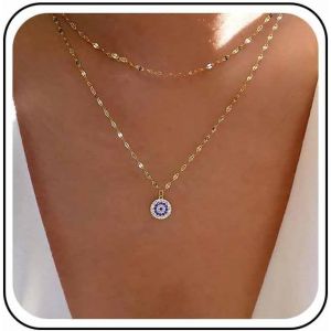 Kal-Collier Boho Cz Mauvais Oeil Collier Ras Du Cou Strass Pendentif Mauvais Oeil Collier Chaine Oeil Grec Rond Cz Collier Oeil De Turc Bijoux Pour Femmes - Neuf