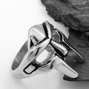 Bague En Métal Argenté Inoxydable Style Gladiateur Doom Mask, Taille 14 - Neuf