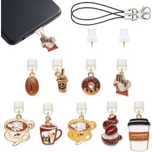 Kalcx-Lot De 9 Bouchons Anti-Poussi&egrave;re De Type C Usb C Avec Pendentifs En Alliage De Caf&eacute;-Protection De Port De Charge Mignonne Pour Les Lecteurs De T&eacute;l&eacute;phone Portable Comme Cadeau - Neuf