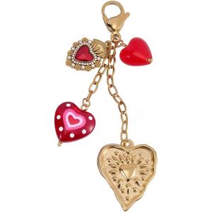 Kalanka-Porte Cl&eacute;s Pendentif C?ur En Acier Inoxydable &Eacute;maill&eacute; Rouge Et Or Orn&eacute; D'un Fermoir Mousqueton 11.5cm Id&eacute;al Pour Sacs &Agrave; Main Portefeuilles Et Sacs &Agrave; Dos (Femmes Et Hommes). - Neuf