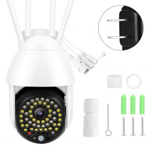Camera PTZ Wi-Fi 1080p 50 lumieres IP66, vision nocturne couleur, suivi intelligent, alarme, videosurveillance pour la securite a domicile, prise 100-240 V US - Neuf