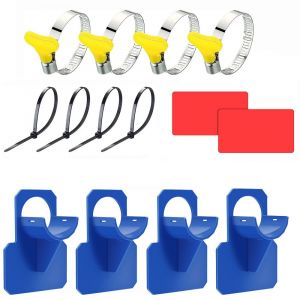 Lot de 4 supports de tuyau bleus pour piscine (30-37 mm) - Accessoires pour tuyau de piscine avec protection anti-perforation, anti-déchirure et anti-traction - Neuf
