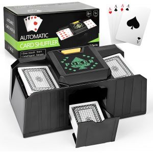 Melangeur De Carte &Eacute;lectronique,Shine Distributeur De Cartes &Agrave; Jouer &Agrave; 2 Plats,Usb/Piles Trieur De Carte Pour Jeux De Cartes Uno Texas Holdem Home Blackjack Casino Poker - Neuf