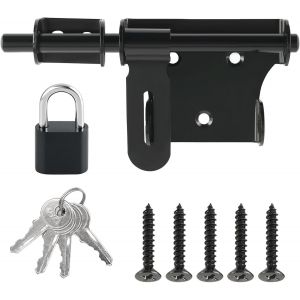 Teppe-Verrou Porte Exterieur Loquet Porte,Loquet De Cadenas Agrafe Avec Cadenas Et Vis,Verrou Porte Coulissante En Acier Inoxydable Pour Portail,Jardin,Cabanon(Noir) - Neuf