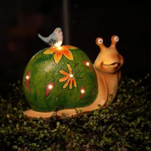 1 Pièce Lampe Solaire Escargot Décoration De Jardin Statue Animale En Résine À Énergie Solaire, Lampe Lumineuse Figurine Animale Ornement Extérieur - Neuf