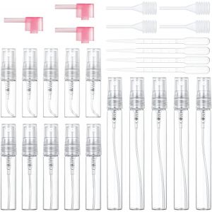 15 Pcs Vaporisateur Parfum Rechargeable Echantillon Parfum Vide 3ml 5ml 10ml Mini Flacon Parfum Vide Voyage en Verre avec Pipettes et T&ecirc;te de Pressage Portable Flacons Atomiseurs - Neuf