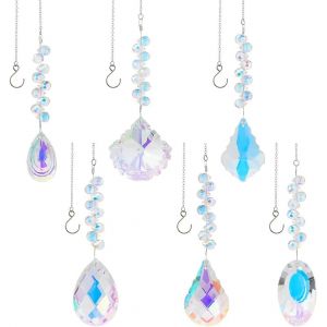 MEVRONISSHOP-6 Pendentif en Verre Transparent Rainbow Maker Attrape Soleil Suspendu pour Fenêtres Maison Bureau Jardin Fête Décoration de Mariage 14 15cm - Neuf