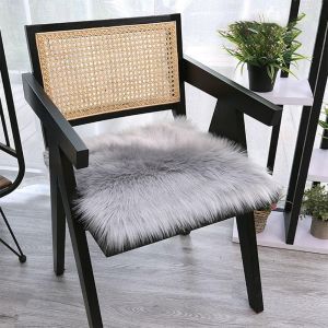 Sjzg-1pcs Fausse Fourrure En Peau De Mouton Coussin De Si&egrave;ge Soyeux Couverture De Si&egrave;ge En Fausse Fourrure Tapis Pour Bureau &Agrave; Domicile Chaise De Restaurant Tapis En Laine Tapis Doux - Neuf