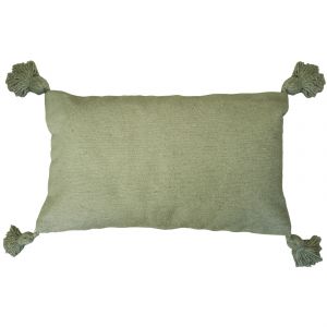 Housse De Coussin En Laine &Agrave; Pompons Vert 70 X 40 - Neuf