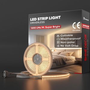 3m Bande Lumineuse LED,220V Autocollante Silicone Bande LED étanche IP65,SMD 2835 120 leds/m Ultra Haute Luminosité pour Décoration Maison Cuisine Jardin Eclairage LED (Blanc Chaud) - Neuf