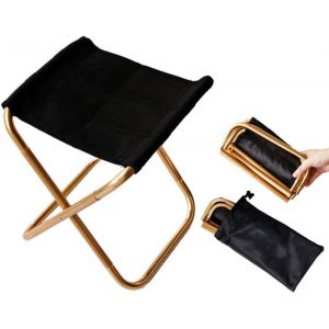 Mini Tabouret Pliant Doré Avec Pochette, Compact Et Ultraléger En Aluminium Avec Sac De Transport Pour Jardin, Plage, Pêche, Randonnée, Camping Et Pique-Nique - Neuf